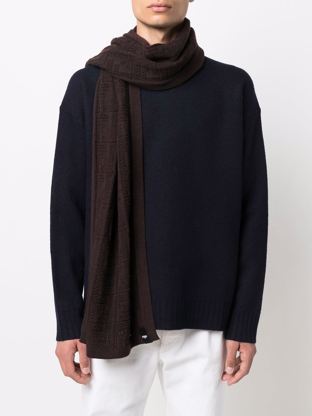 logo pointelle-knit scarf - 2