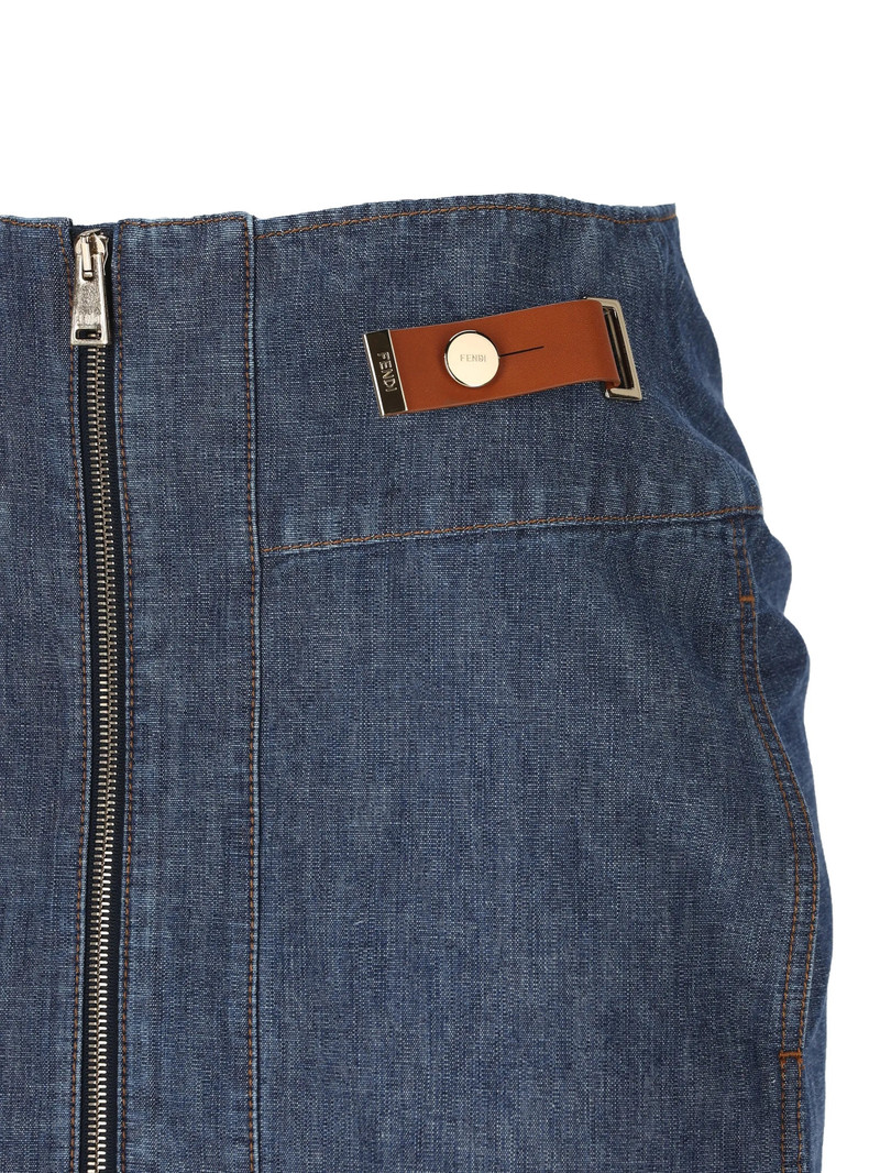 FENDI Fendi Zip-fastening Leather-detail Denim Skirt outlook