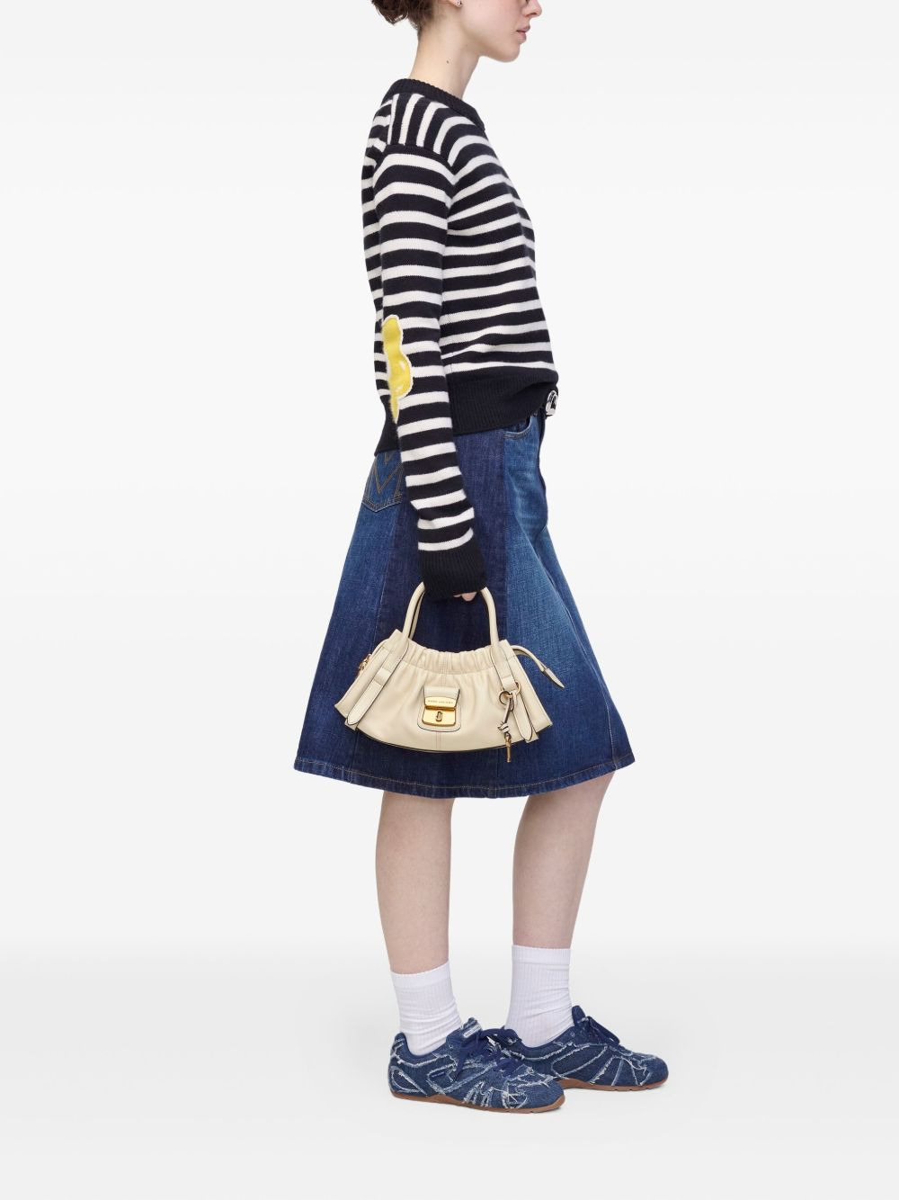 striped-pattern flower-embellished sweater - 2