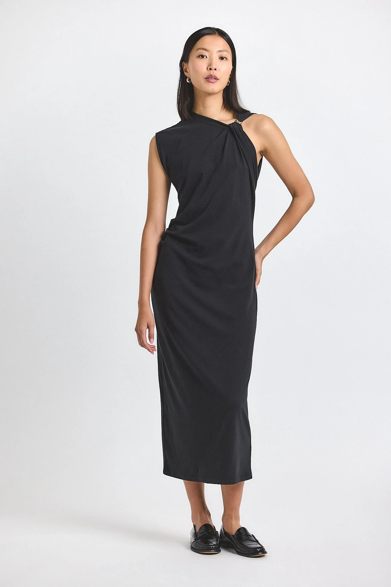 EVELISE ASSYMMETRIC EMBELLISHED TWIST DRESS - 1