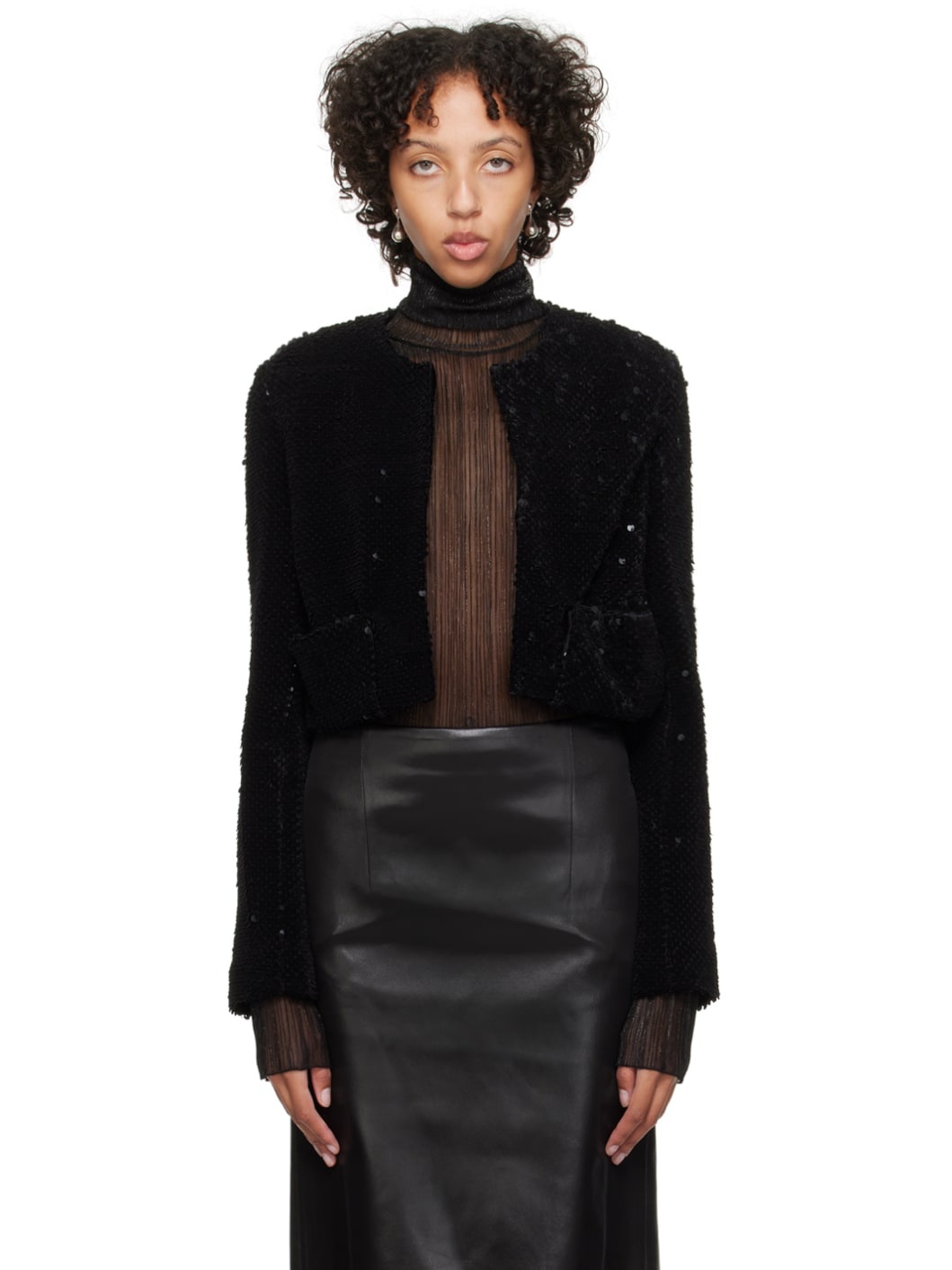 Black Sequin Blazer - 1