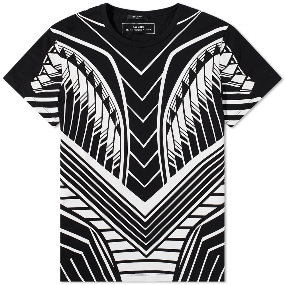 Balmain Monochrome Geometric Print Tee - 1