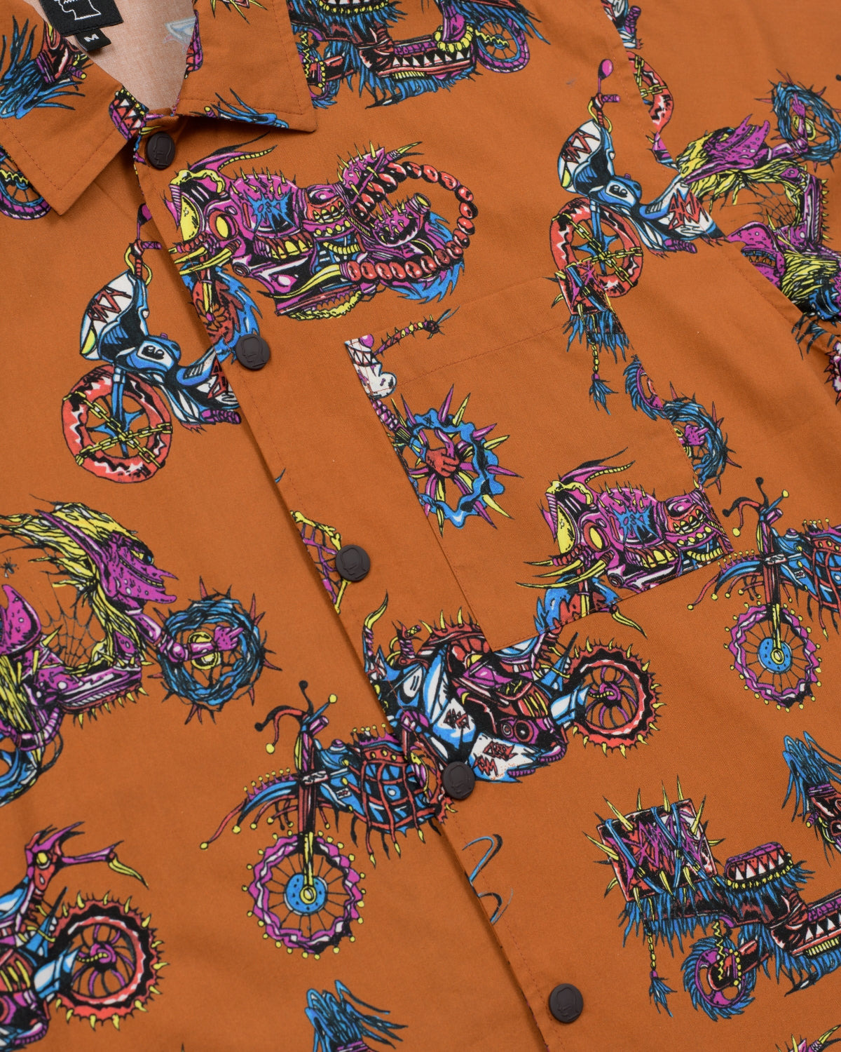 Moto Poplin Short Sleeve Snap Shirt - Terracotta - 3