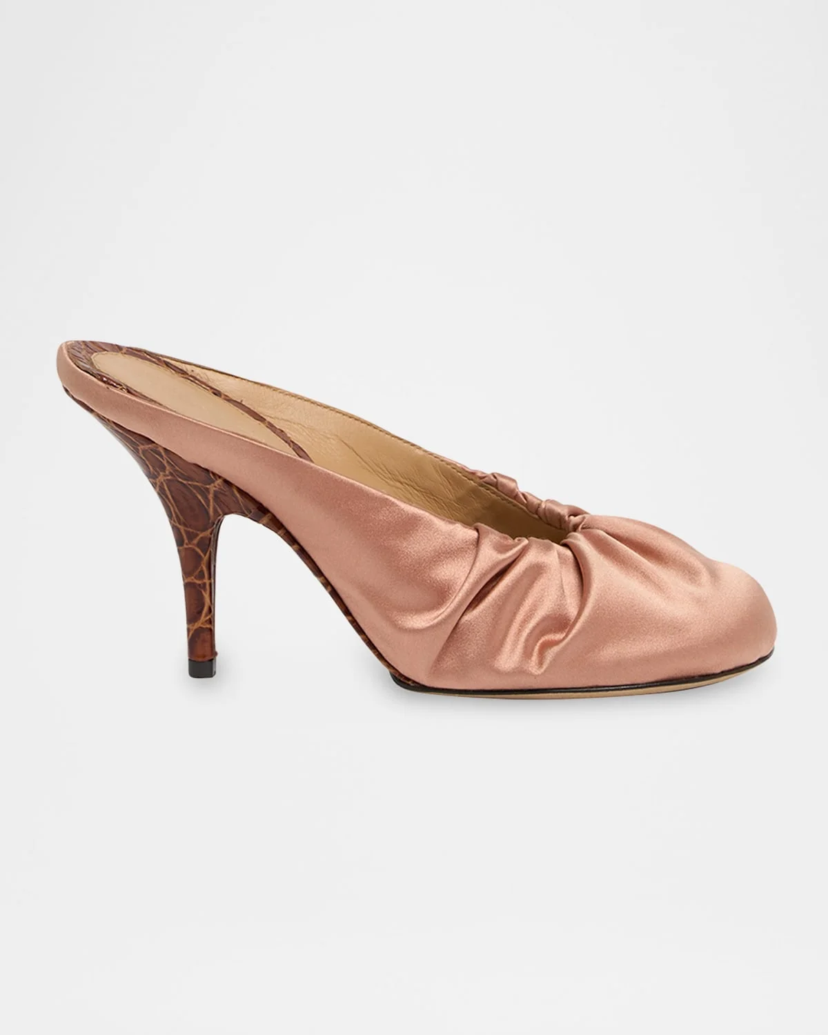 Ruched Satin Mules - 1