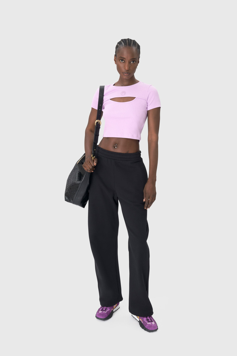 Marine Serre Moon Logo Ribbed Jersey Cut-Out T-Shirt outlook