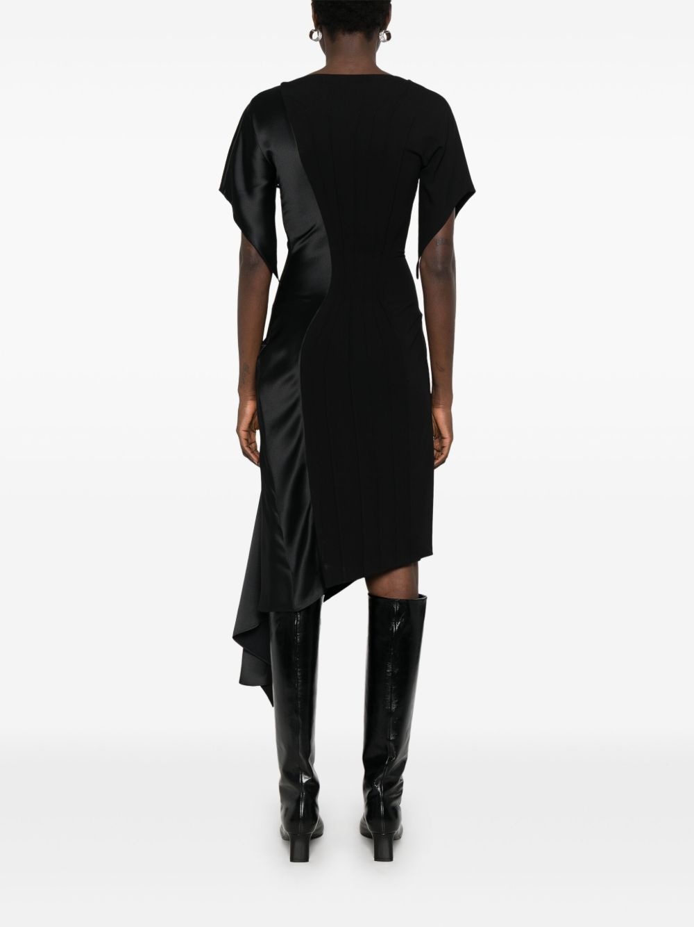pleated asymmetric midi dress - 4