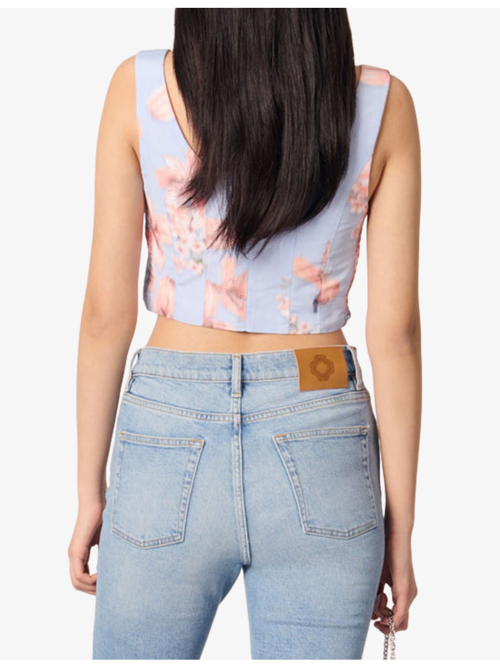 Floral-Print Cropped Taffeta Bustier Top - 4