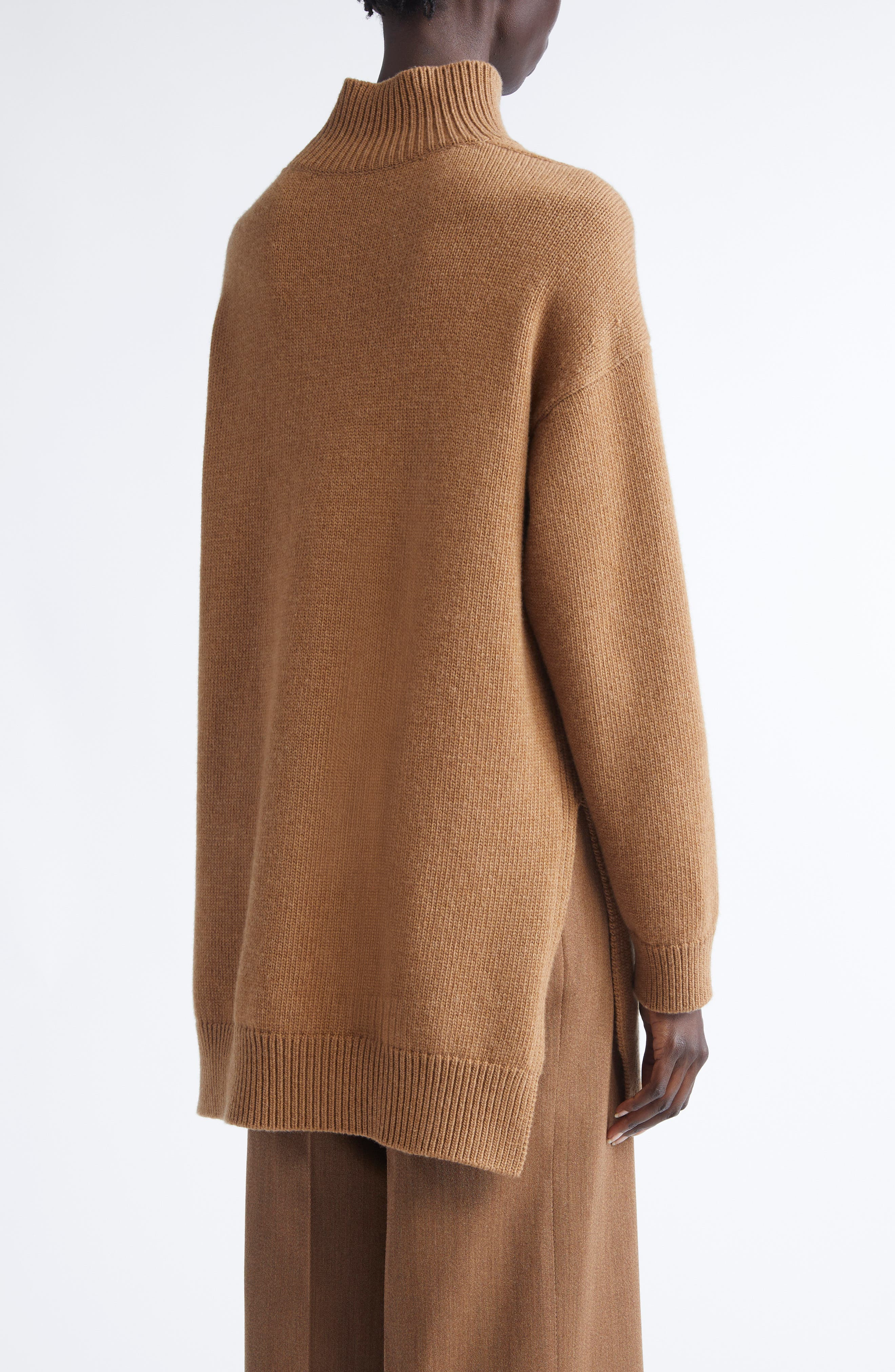 FFORME Loletta Boyfriend Wool & Cashmere Sweater in Camel Melange at Nordstrom - 3
