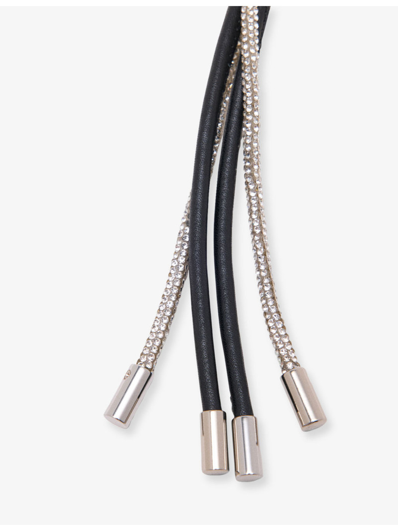 maje Crystal-Embellished Leather and Metal Bag Charm outlook