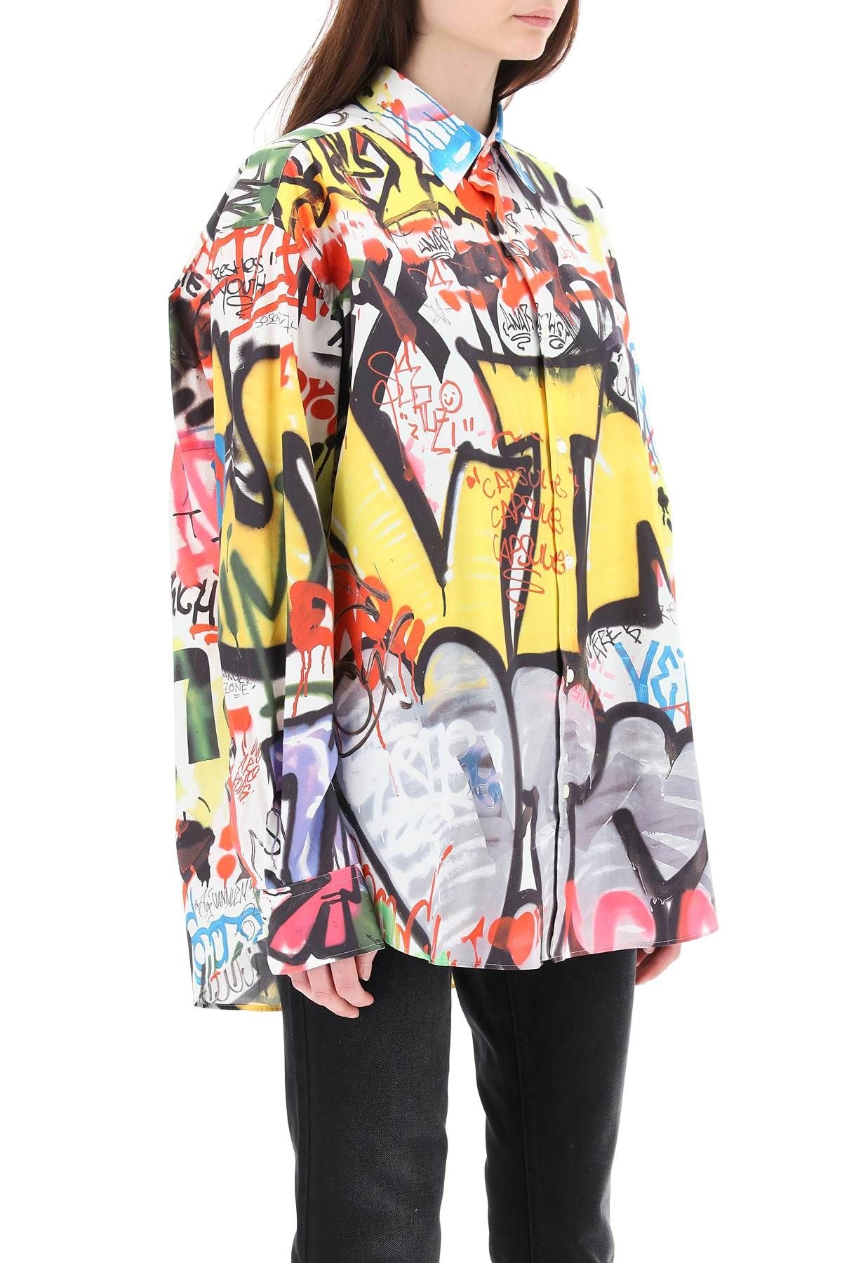 GRAFFITI PRINT OVERSIZED SHIRT - 3