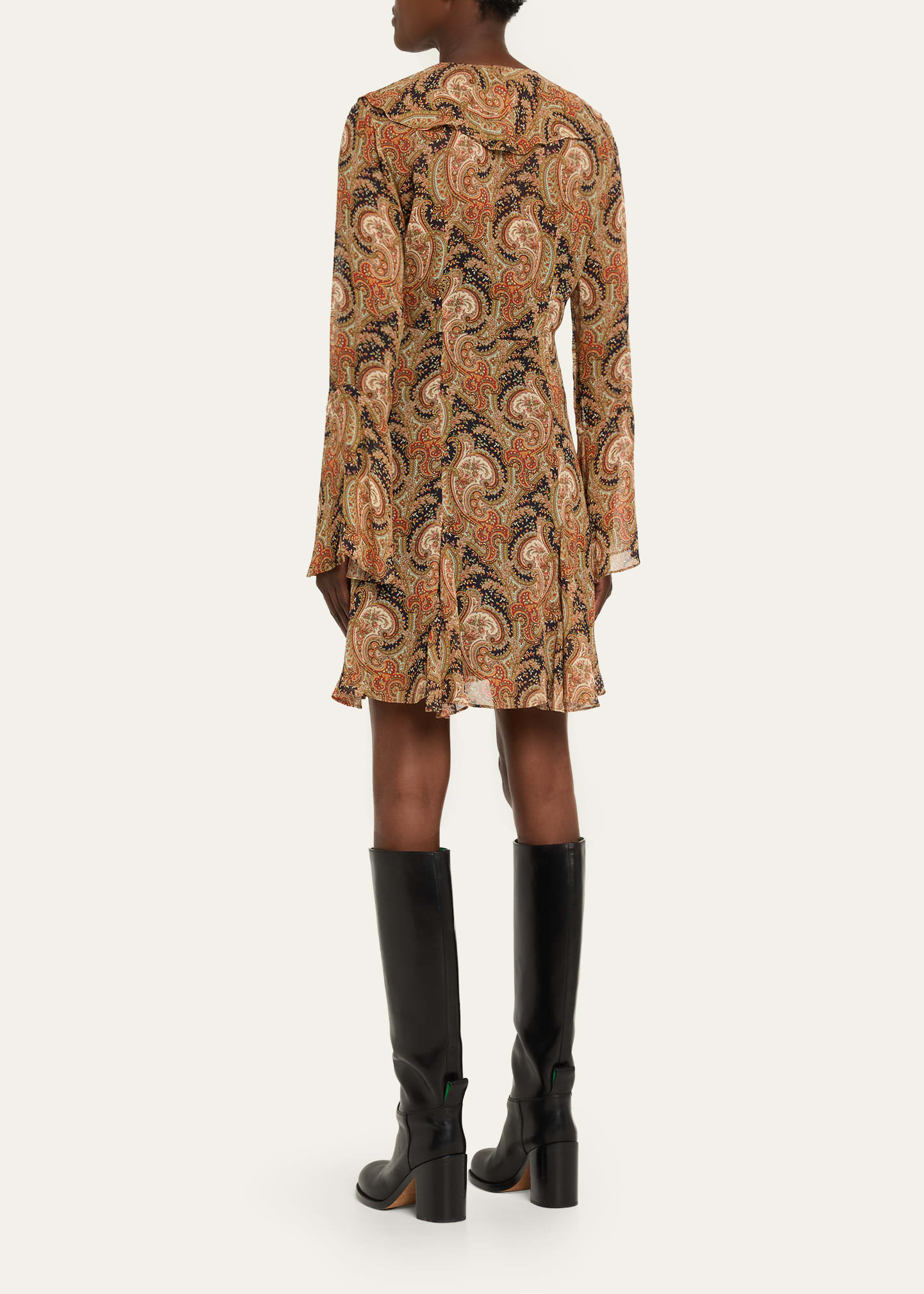 Adrienne Silk Bell-Sleeve Mini Dress - 3