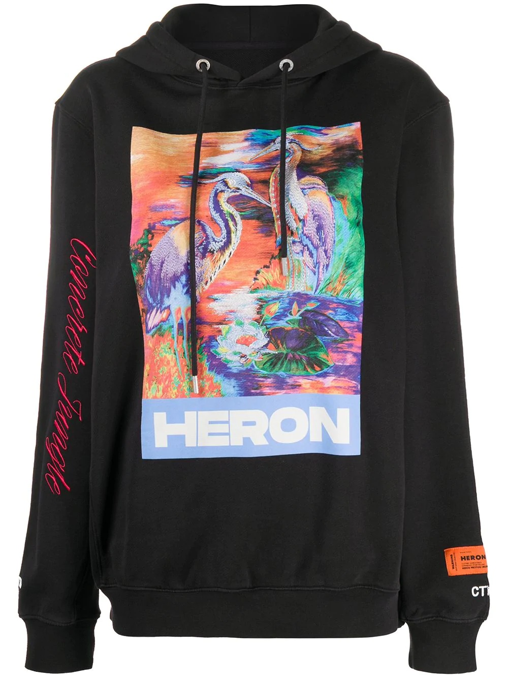 Heron logo print hoodie - 1