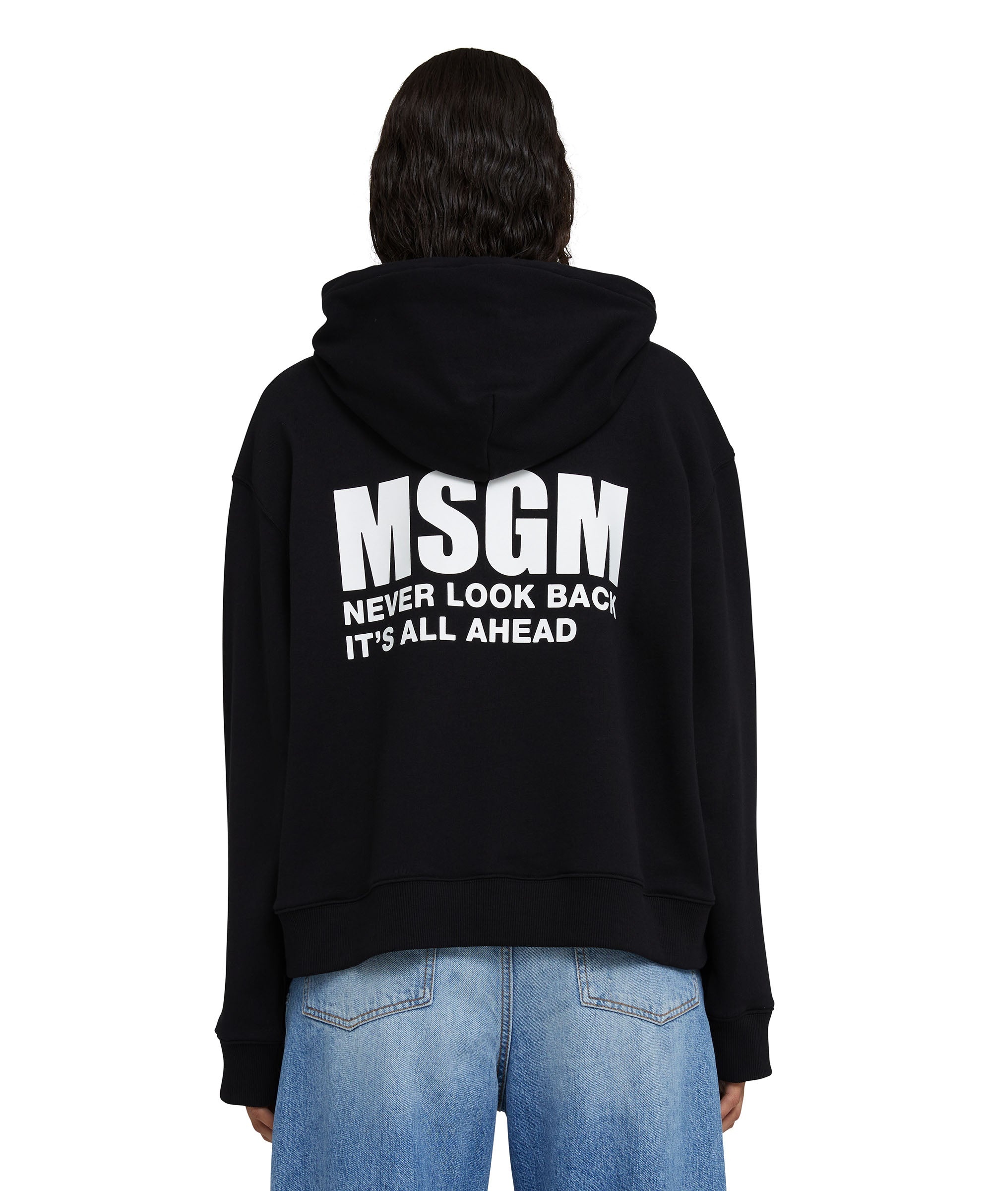 Cotton hooded sweatshirt with logo and quote - 2