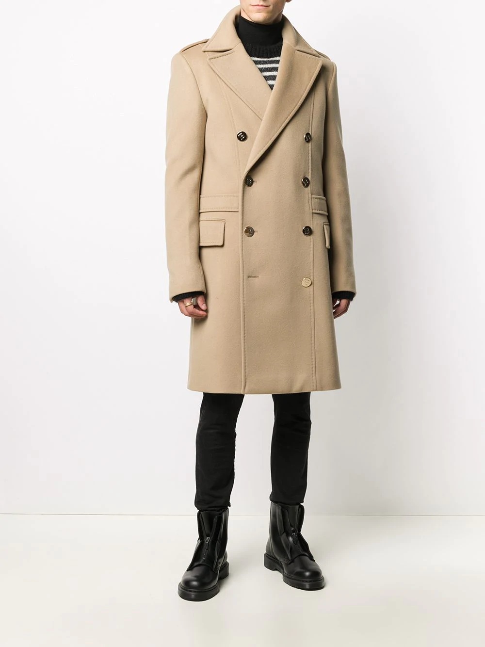 double-breasted wool coat - 2