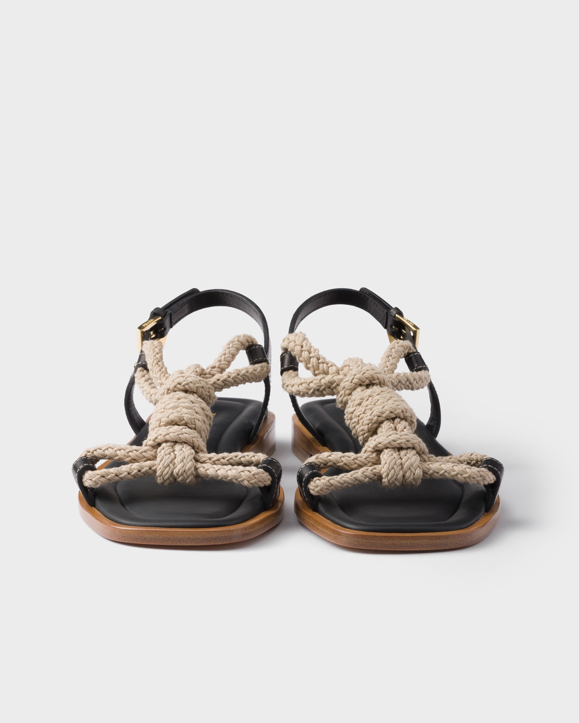 Flat leather and cord sandals - 5
