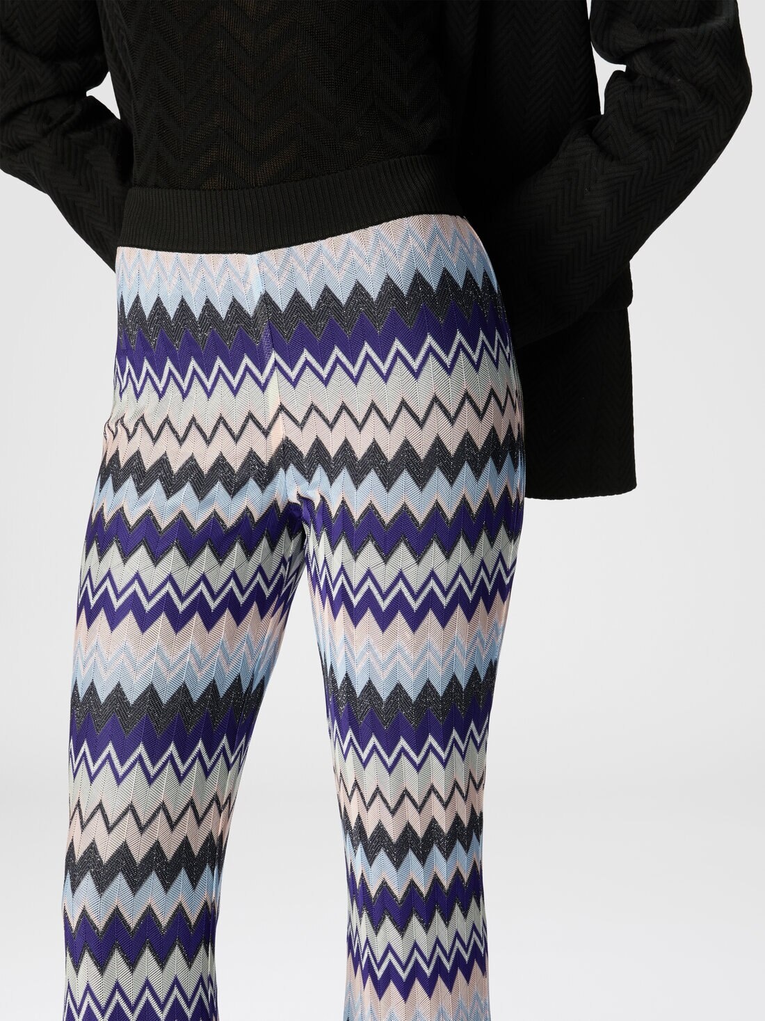 Flare trousers in zig zag lamé viscose - 5