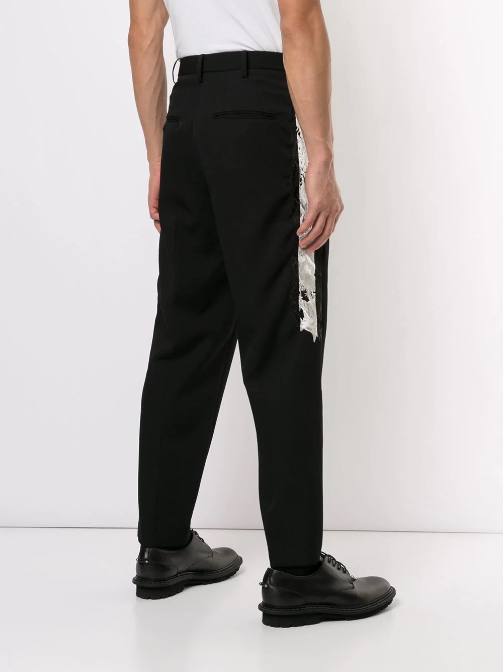 contrast-panel tailored trousers - 4