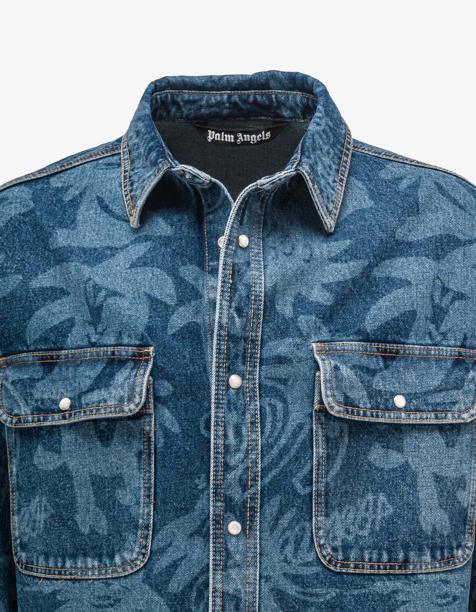 Blue Palmity All-over Laser Denim Shirt - 3