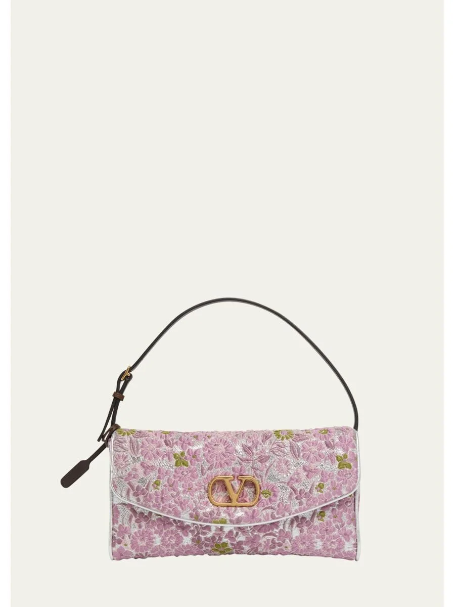 Devain Metallic Floral Jacquard Top-Handle Bag - 1