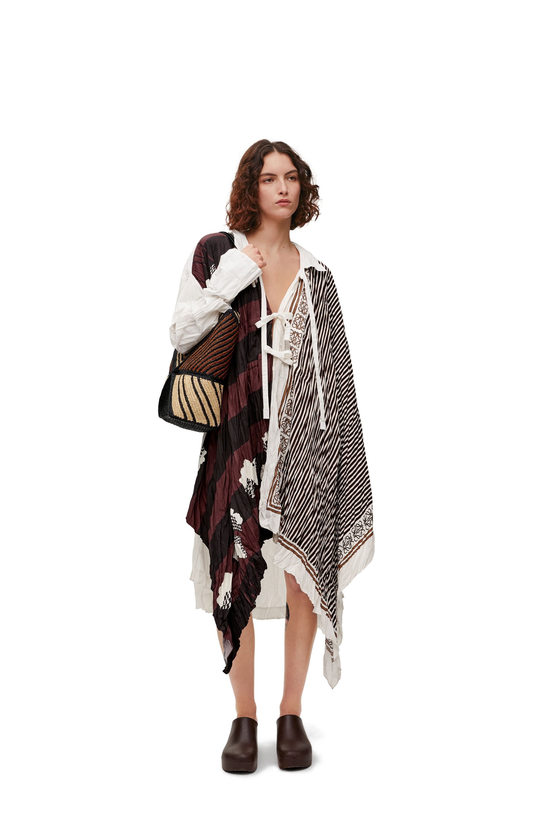 Tunic dress in crinkled habotai and cotton - 2