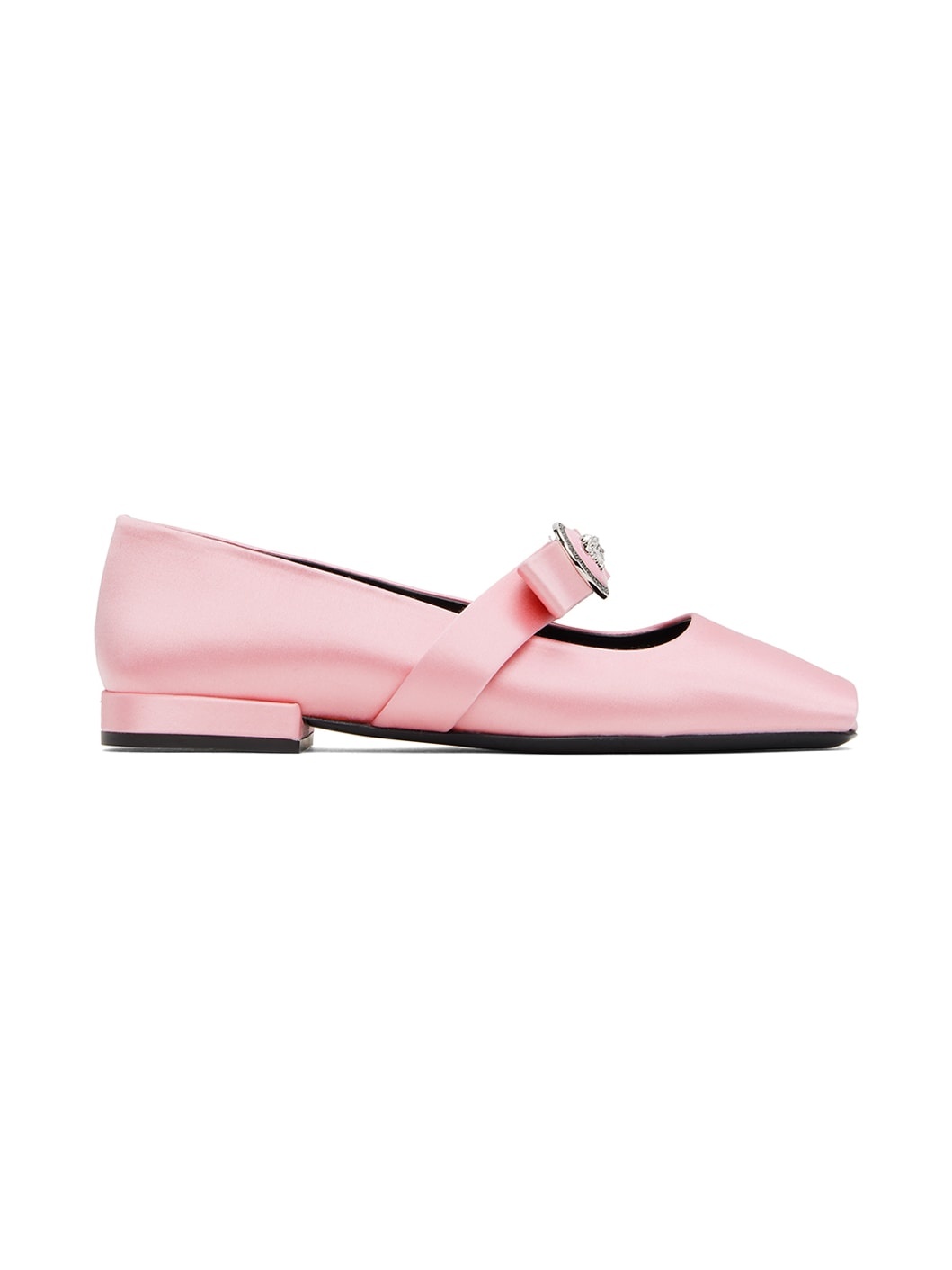 Pink Gianni Ribbon Open Satin Ballerina Flats - 1