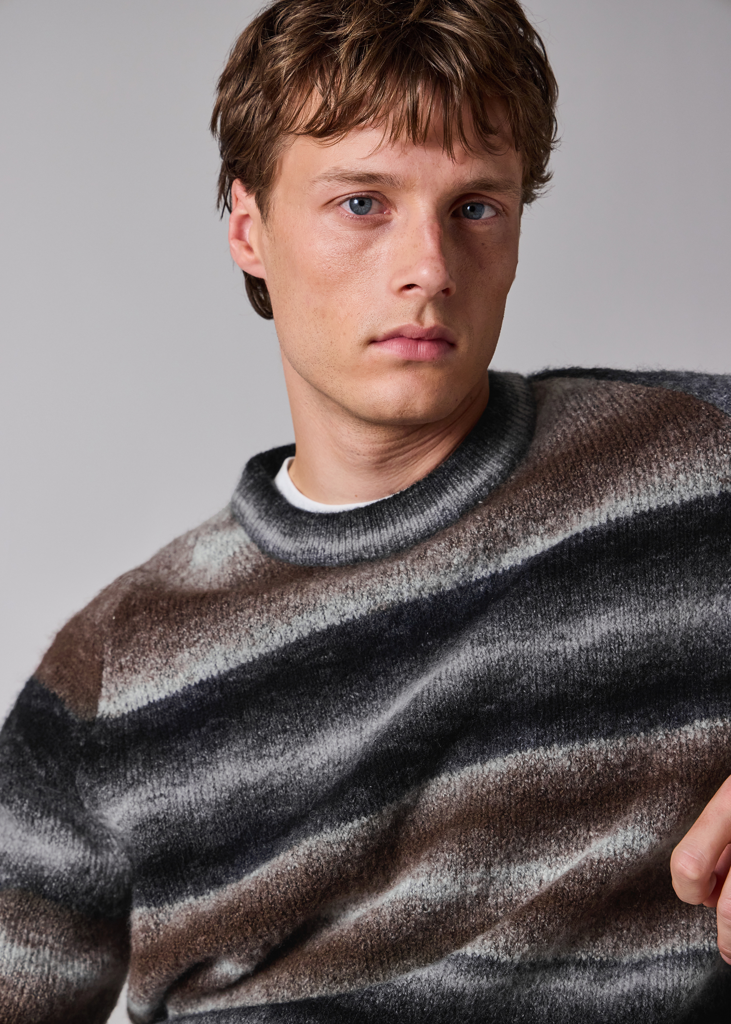 Brown and Black Faded Stripe Sweater - 8