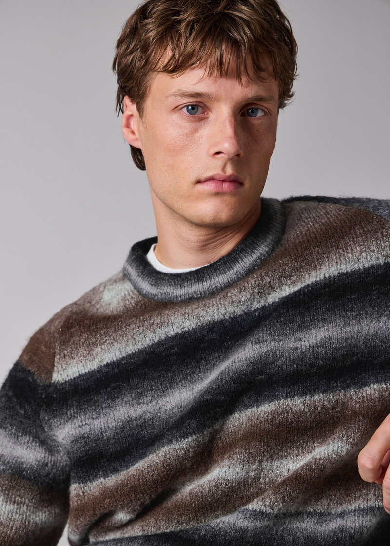 Brown and Black Faded Stripe Sweater 8