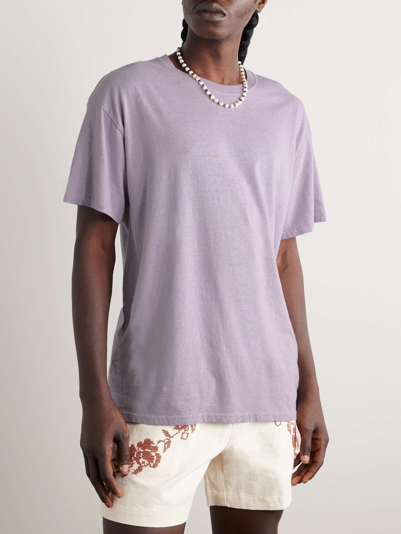 Printed Cotton and Linen-Blend Jersey T-Shirt - 3