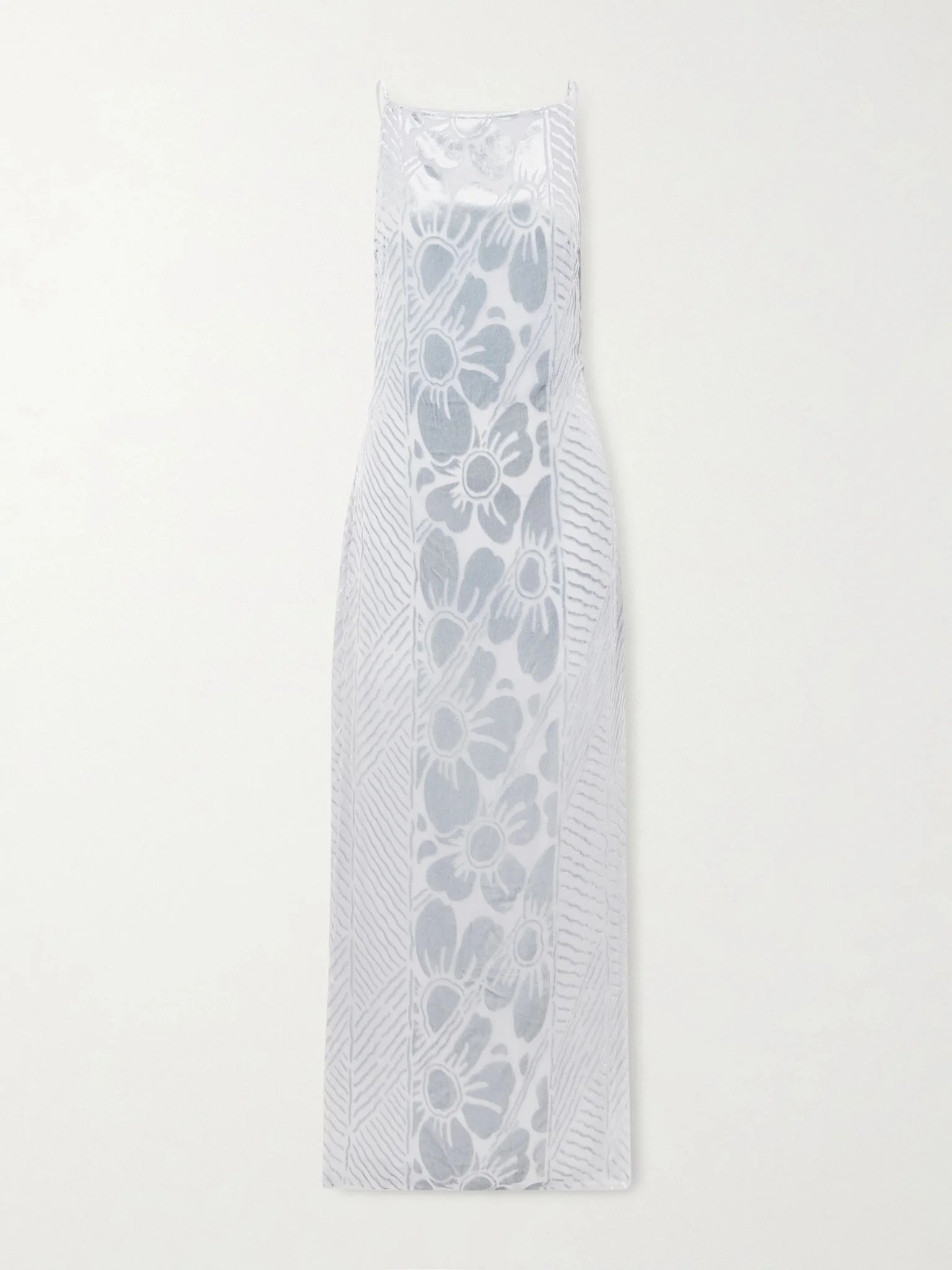 Ventura open-back floral devoré-velvet gown Silver - 1