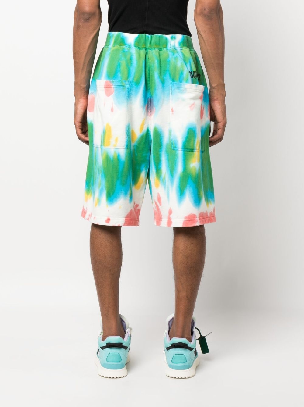 tie dye-print cotton track shorts - 4