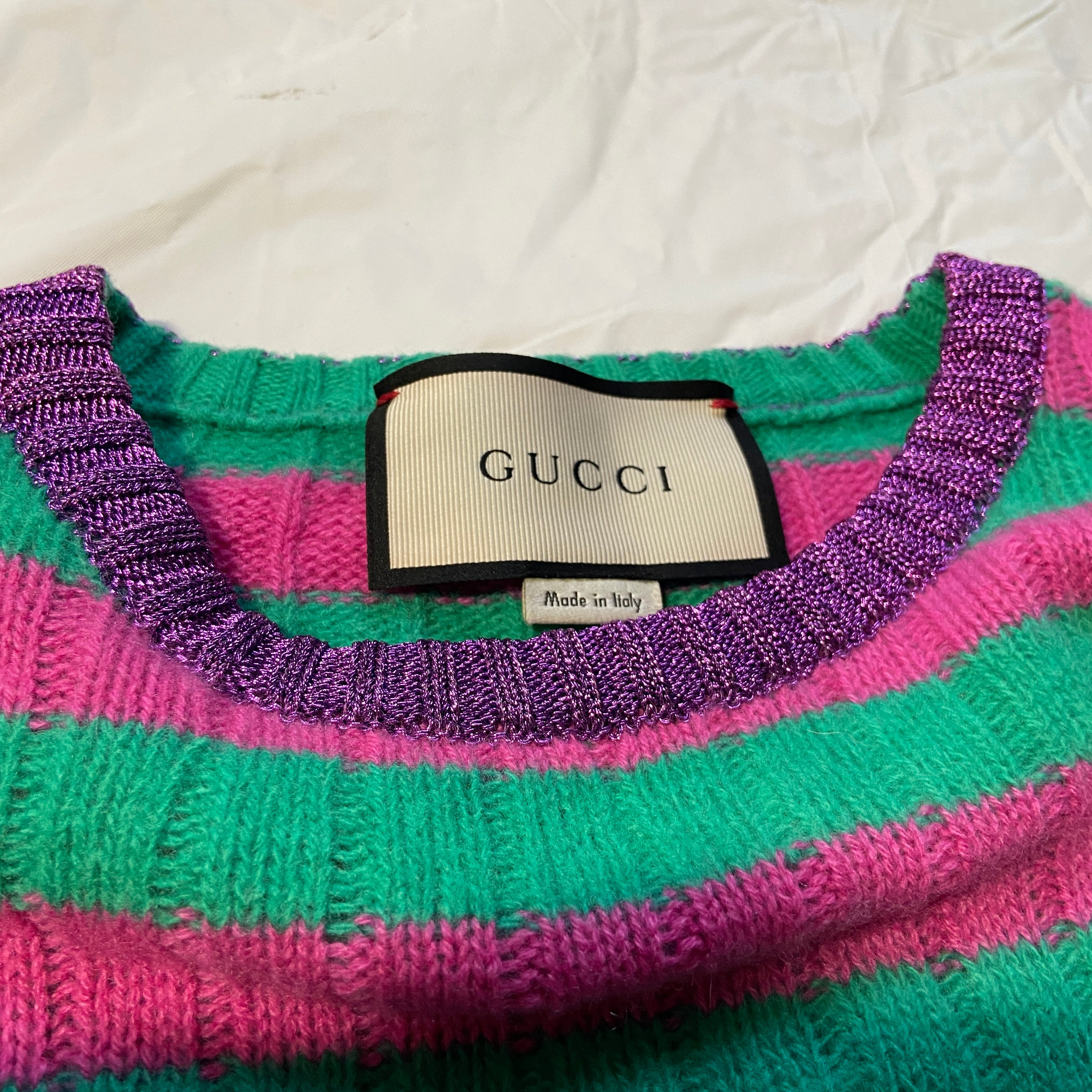 Gucci metalic wool knit crewneck sweater XL - 3