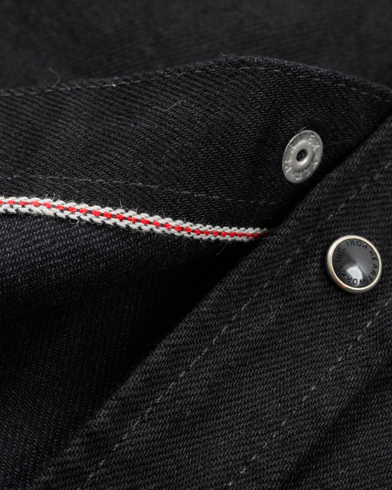 IHSH-295-BB 14oz Selvedge Denim Western Shirt - Black/Black - 13
