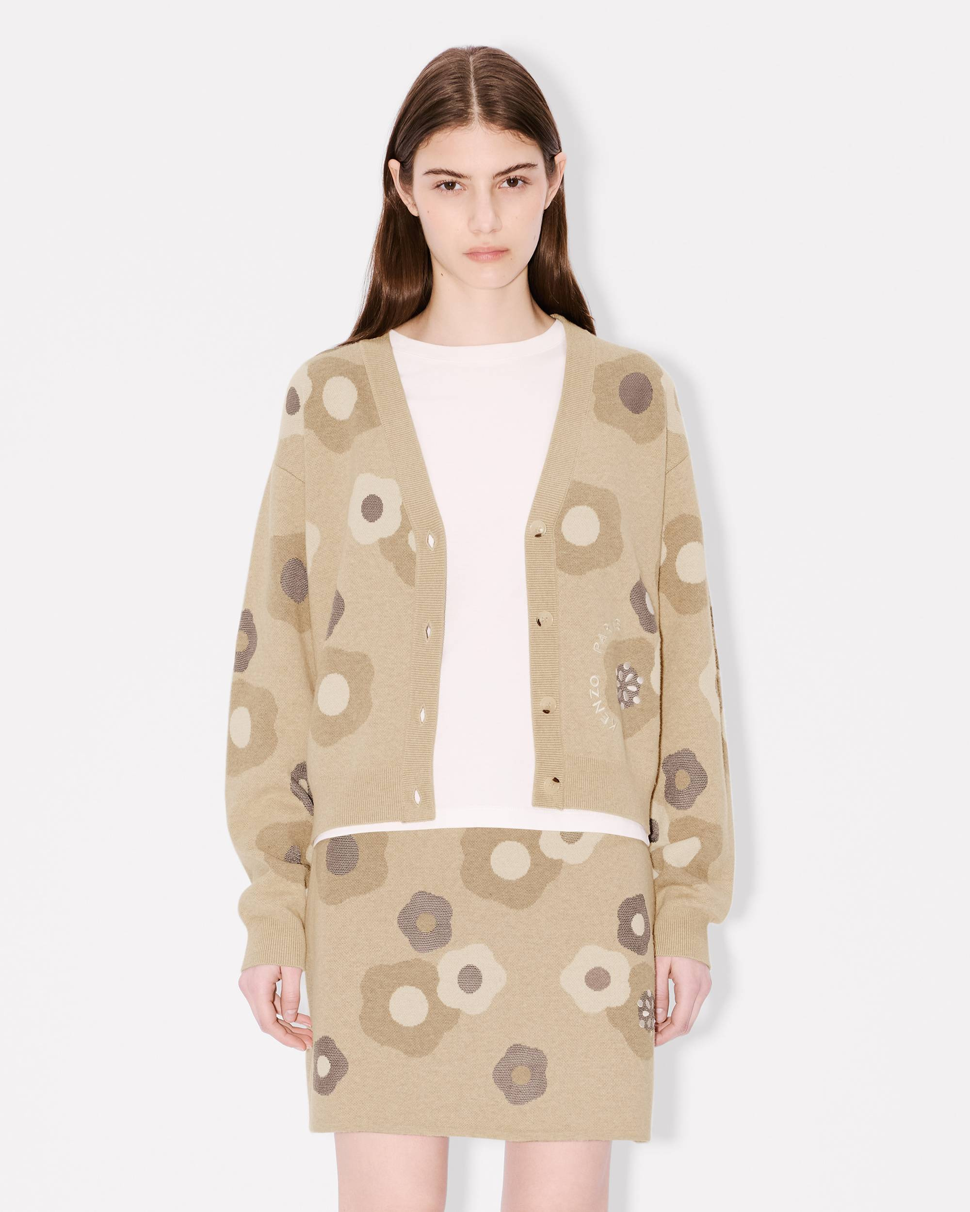 'Hana Dots' embroidered cardigan in mixed cotton wool - 3