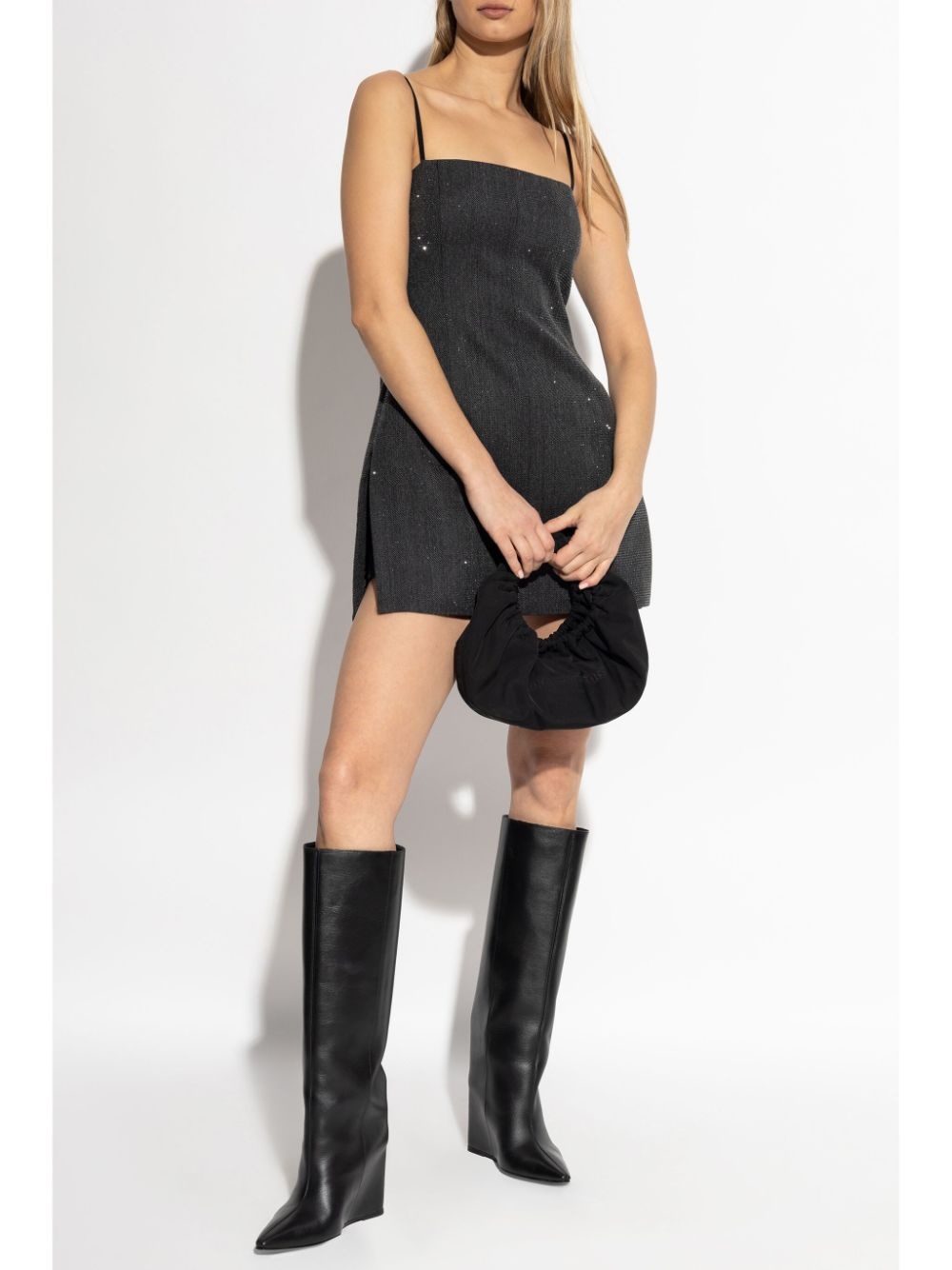 crystal-embellished wool mini dress - 2