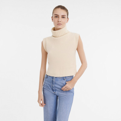 Longchamp Fall-Winter 2023 Collection Sleeveless sweater Ivory - OTHER outlook