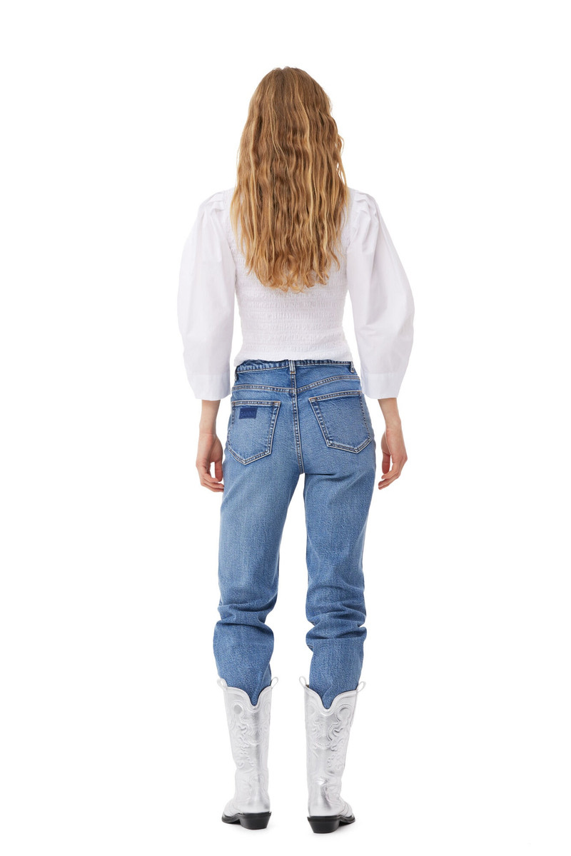 WHITE COTTON POPLIN SMOCK BLOUSE 4