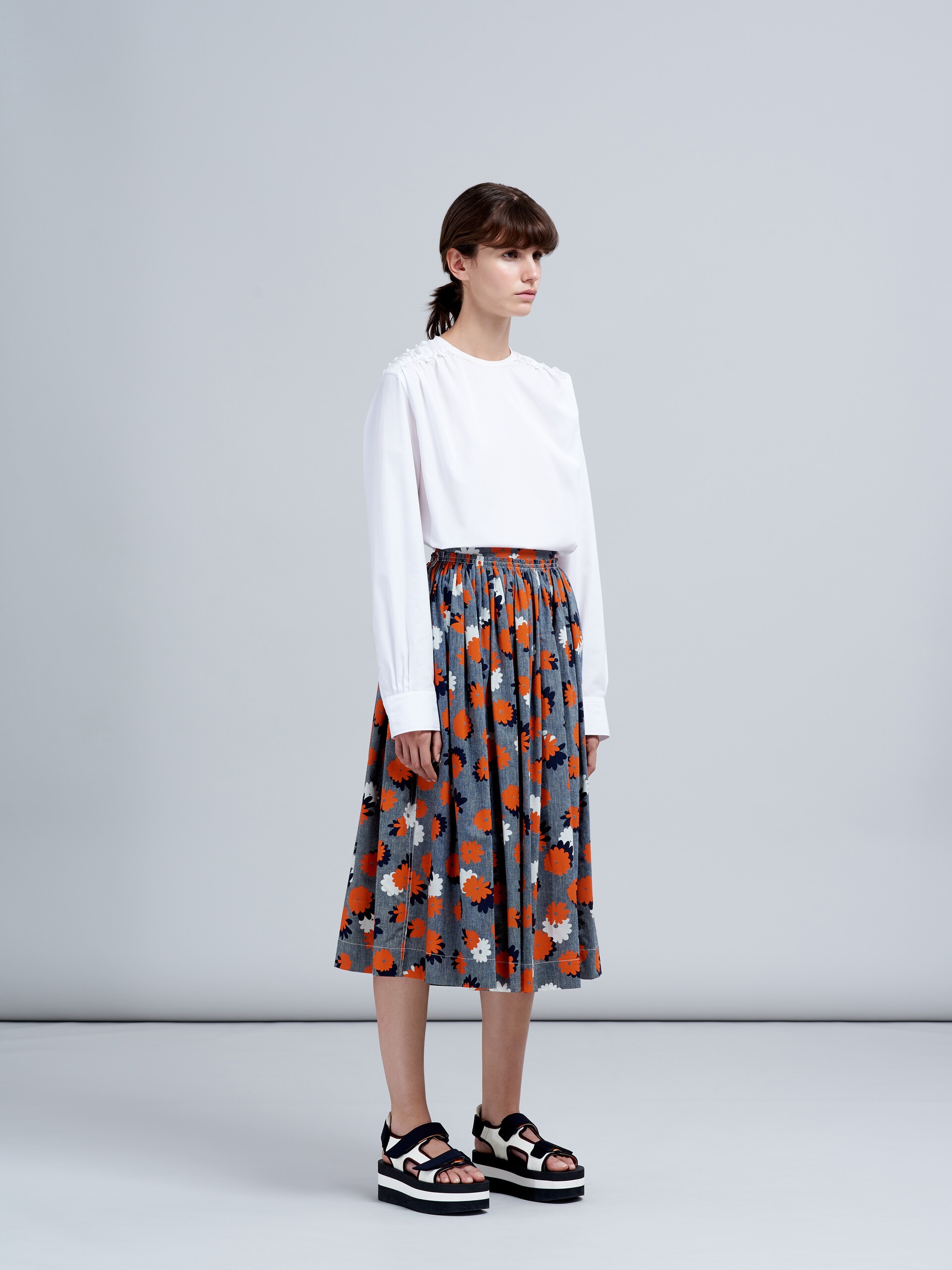 DAISIES PARTY PRINT CHAMBRAY SKIRT - 5