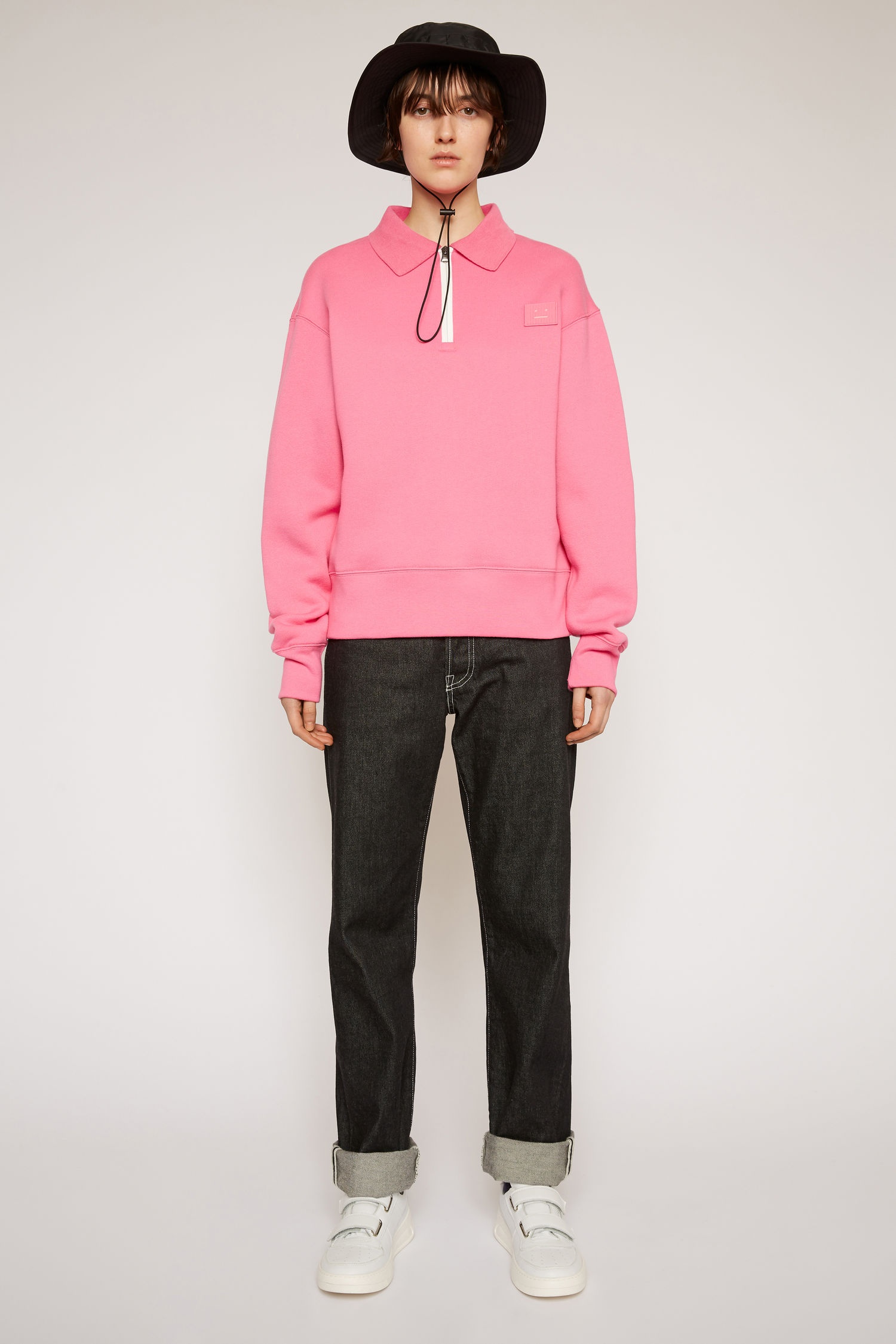 Oversized point collar sweatshirt bubblegum pink - 2