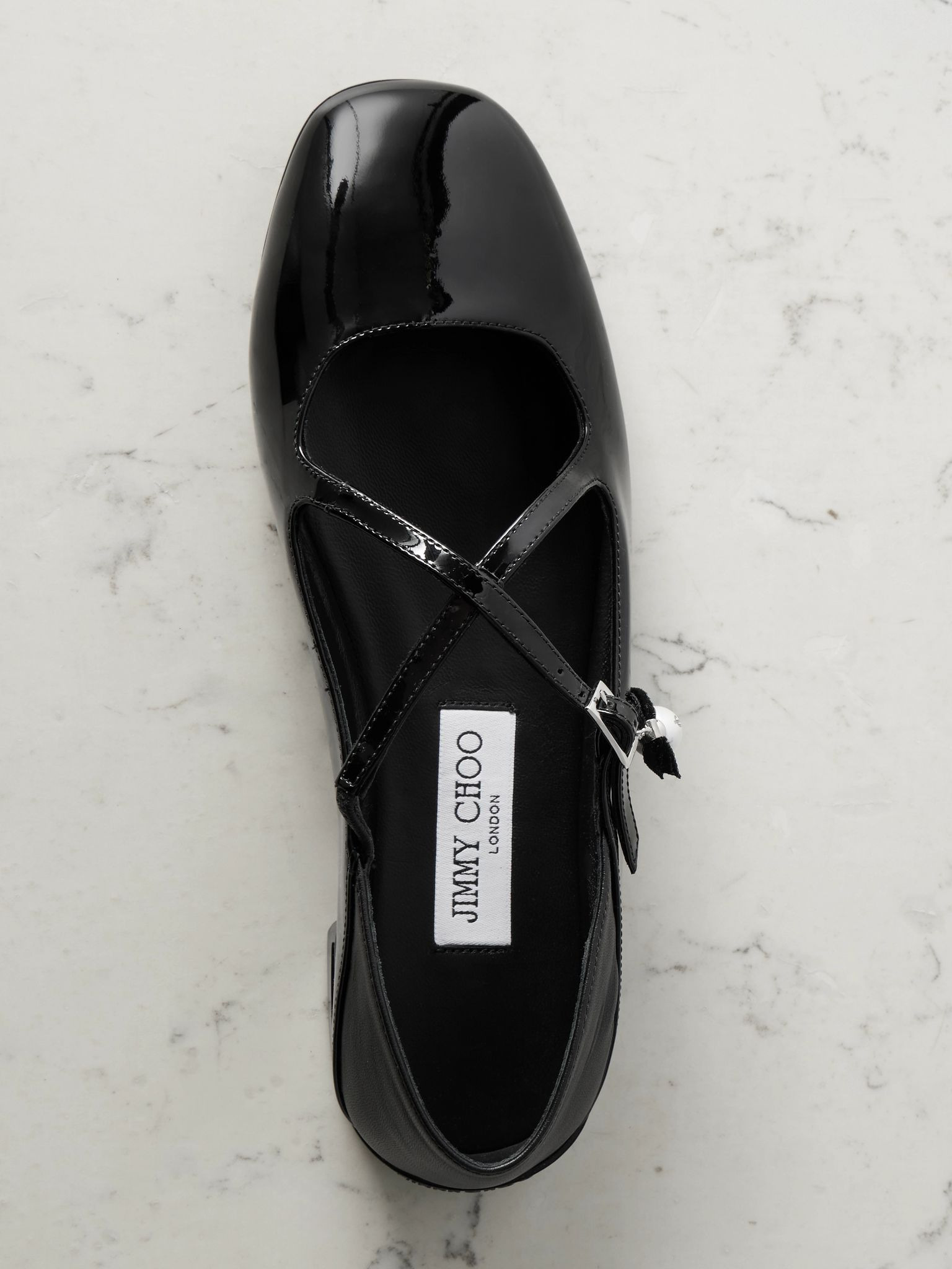 Eleri collapsible-heel embellished patent-leather ballet flats Black - 5