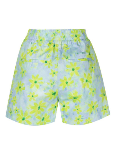 Marni watercolour floral-pattern cotton shorts outlook