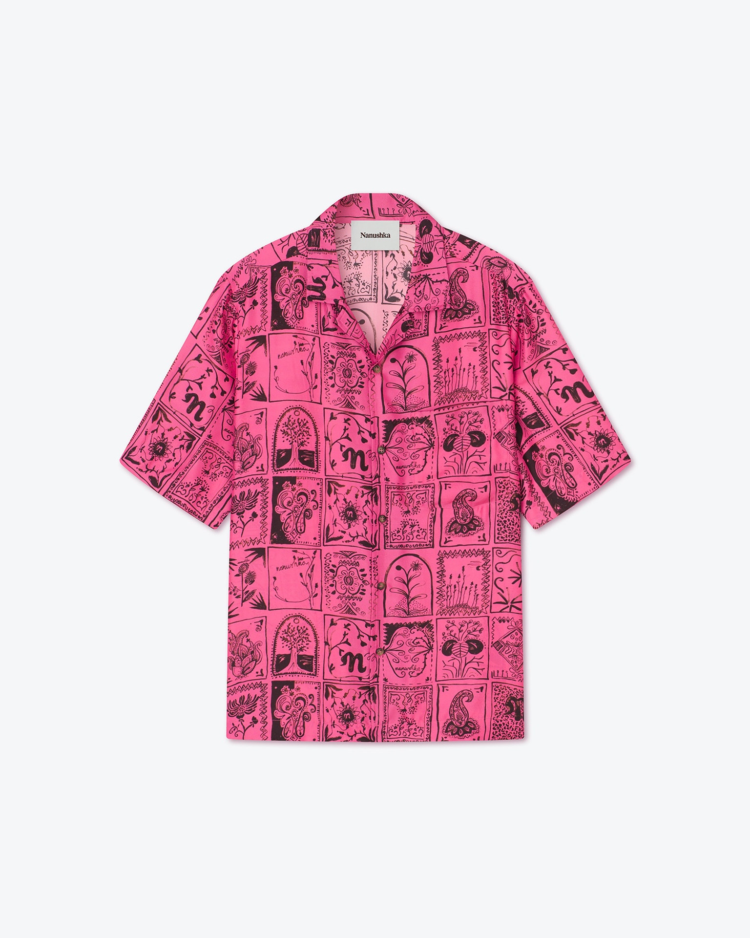 BODIL - Printed silk-twill shirt - Pink - 1
