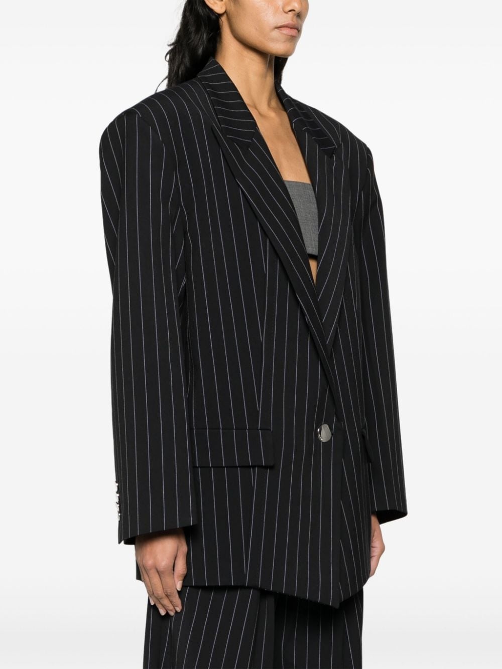 Glen pinstripe single-breasted blazer - 3