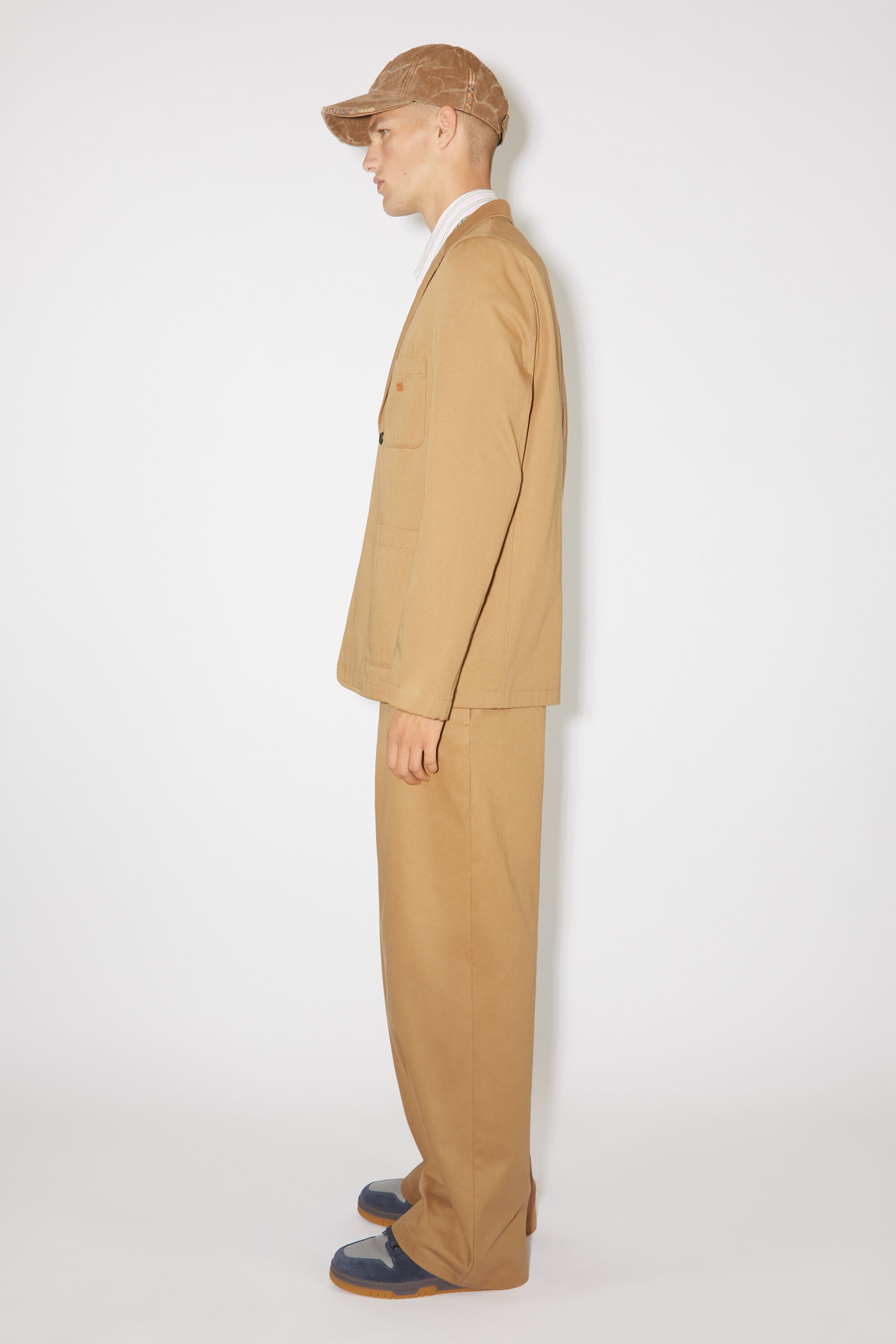 Twill cotton tailored jacket - Camel brown - 4
