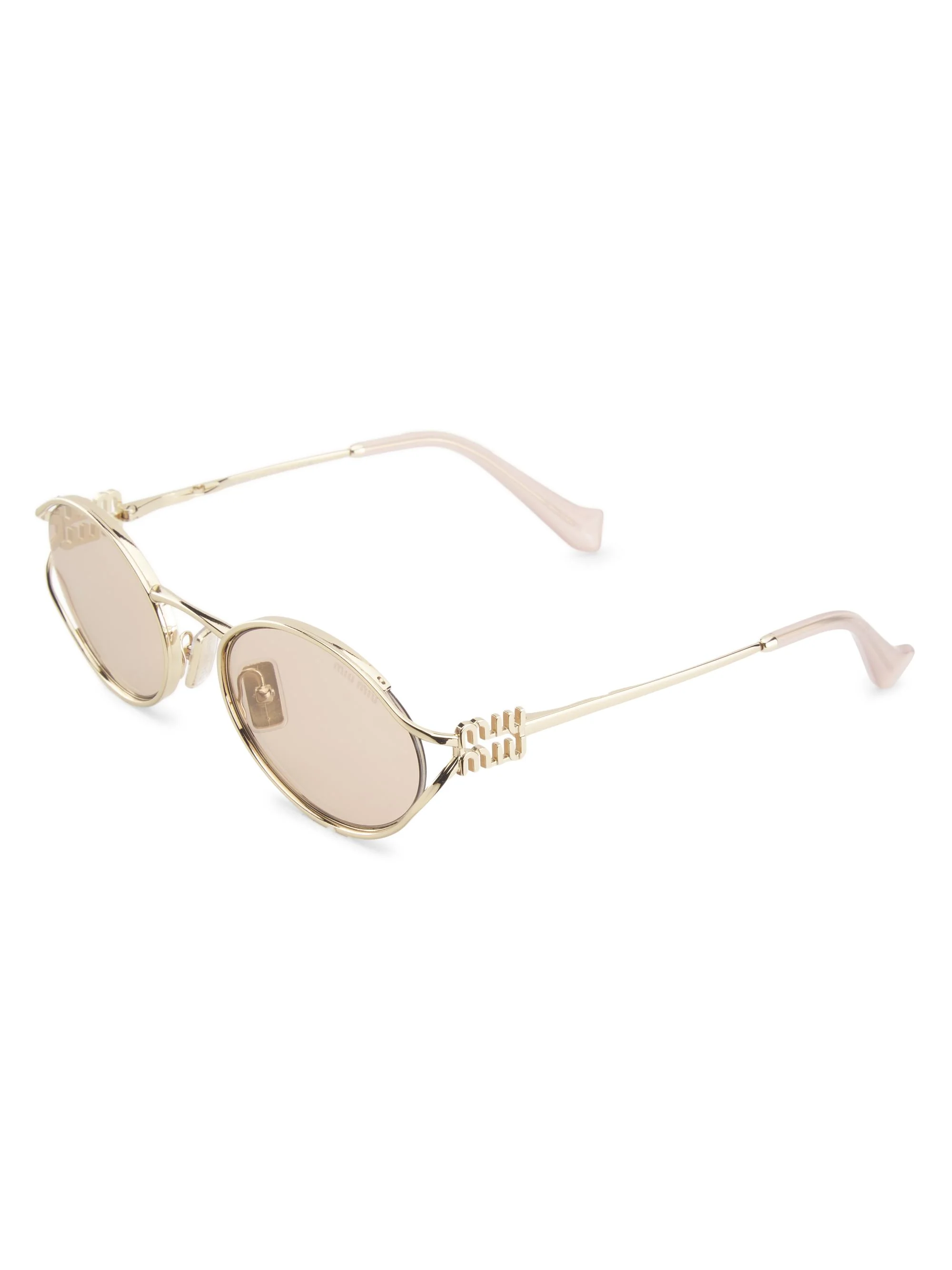 Women's 54MM Metal Round Sunglasses - Pale Gold Pink - 1
