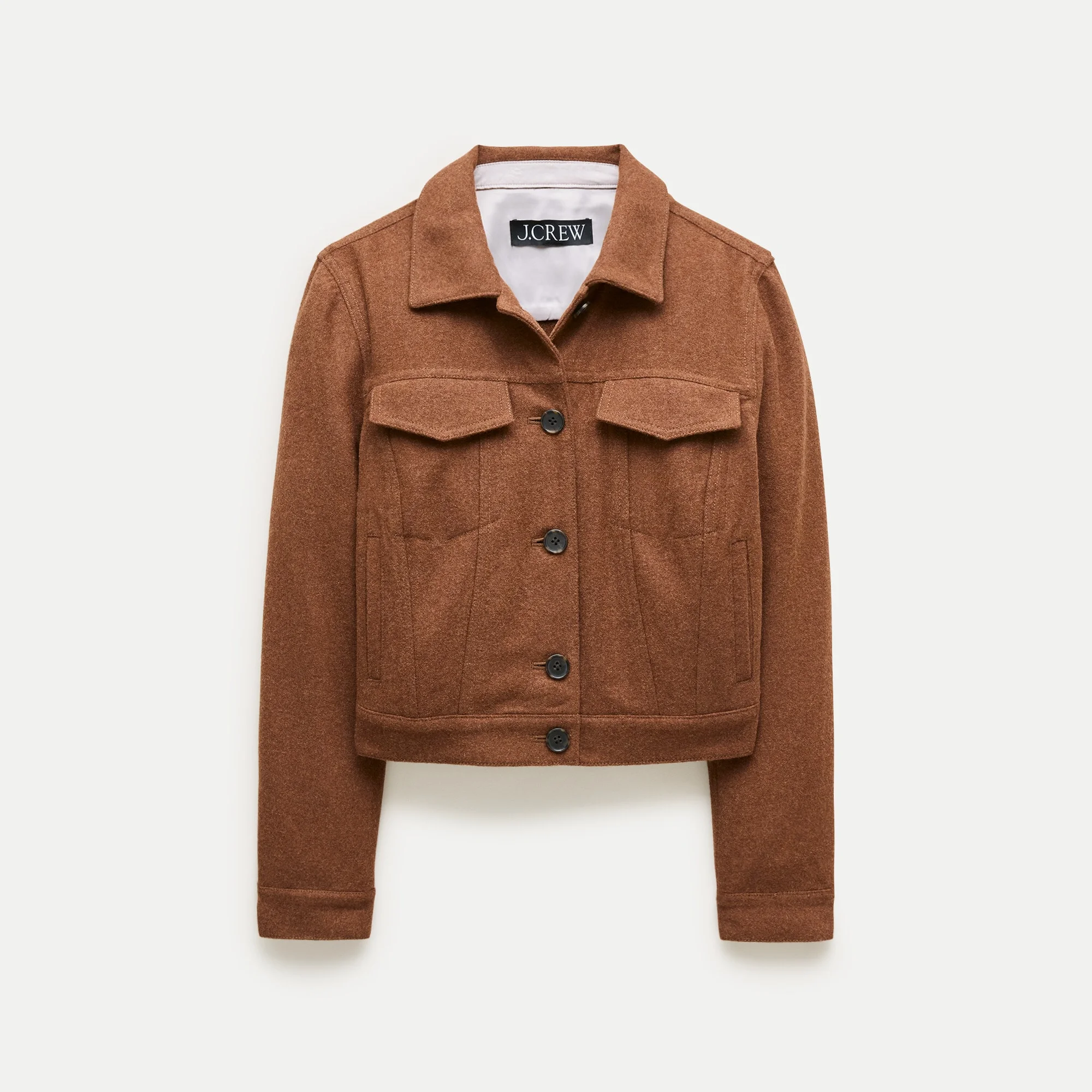 Cropped jacket in wool-blend flannel - 1
