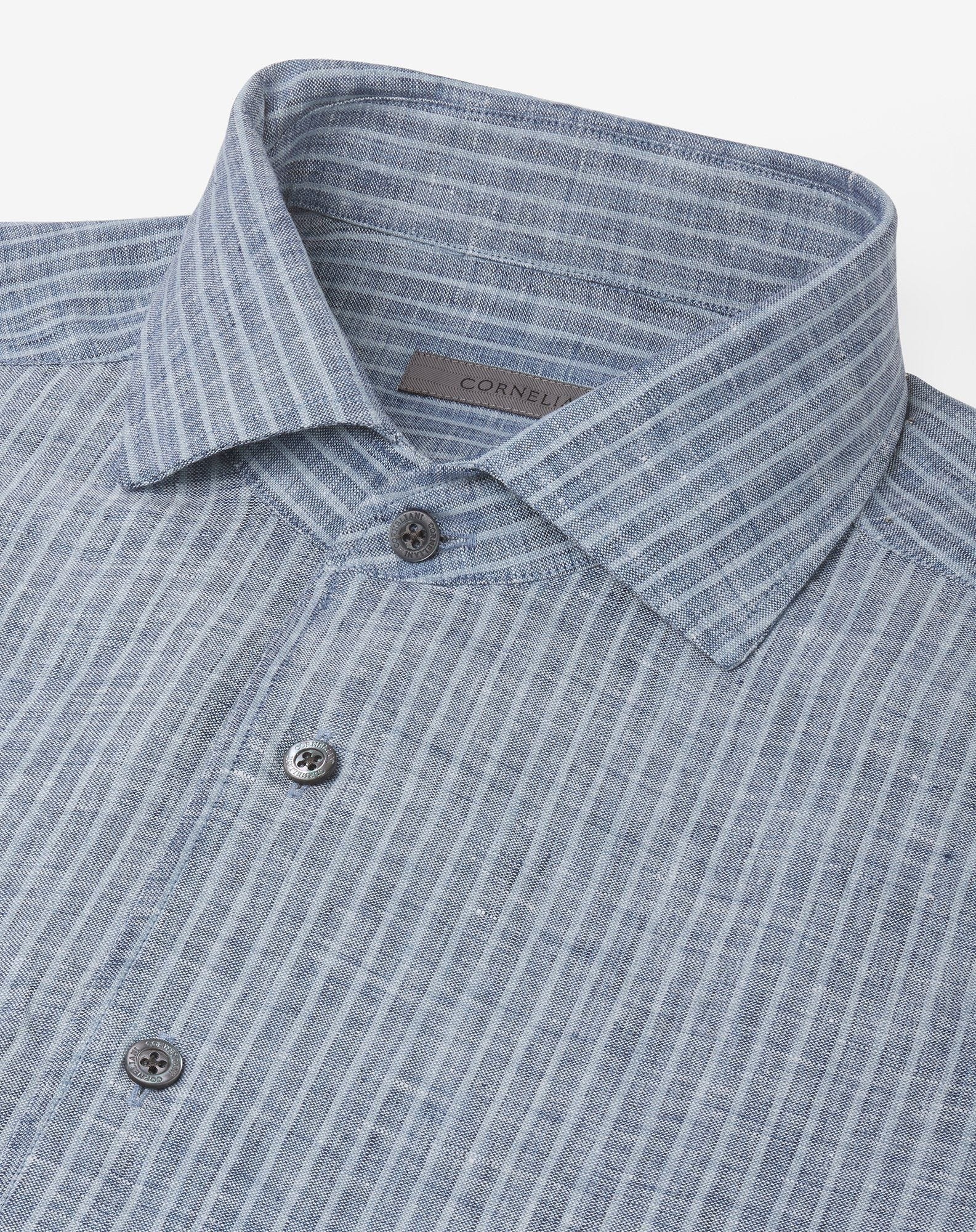 Blue striped pure linen shirt - 4