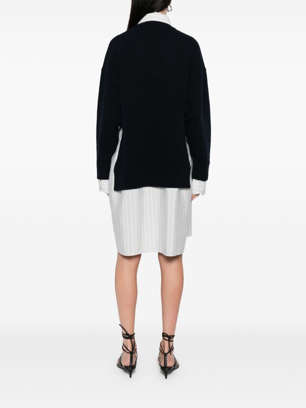 crew-neck sweater shirt midi dress - 4