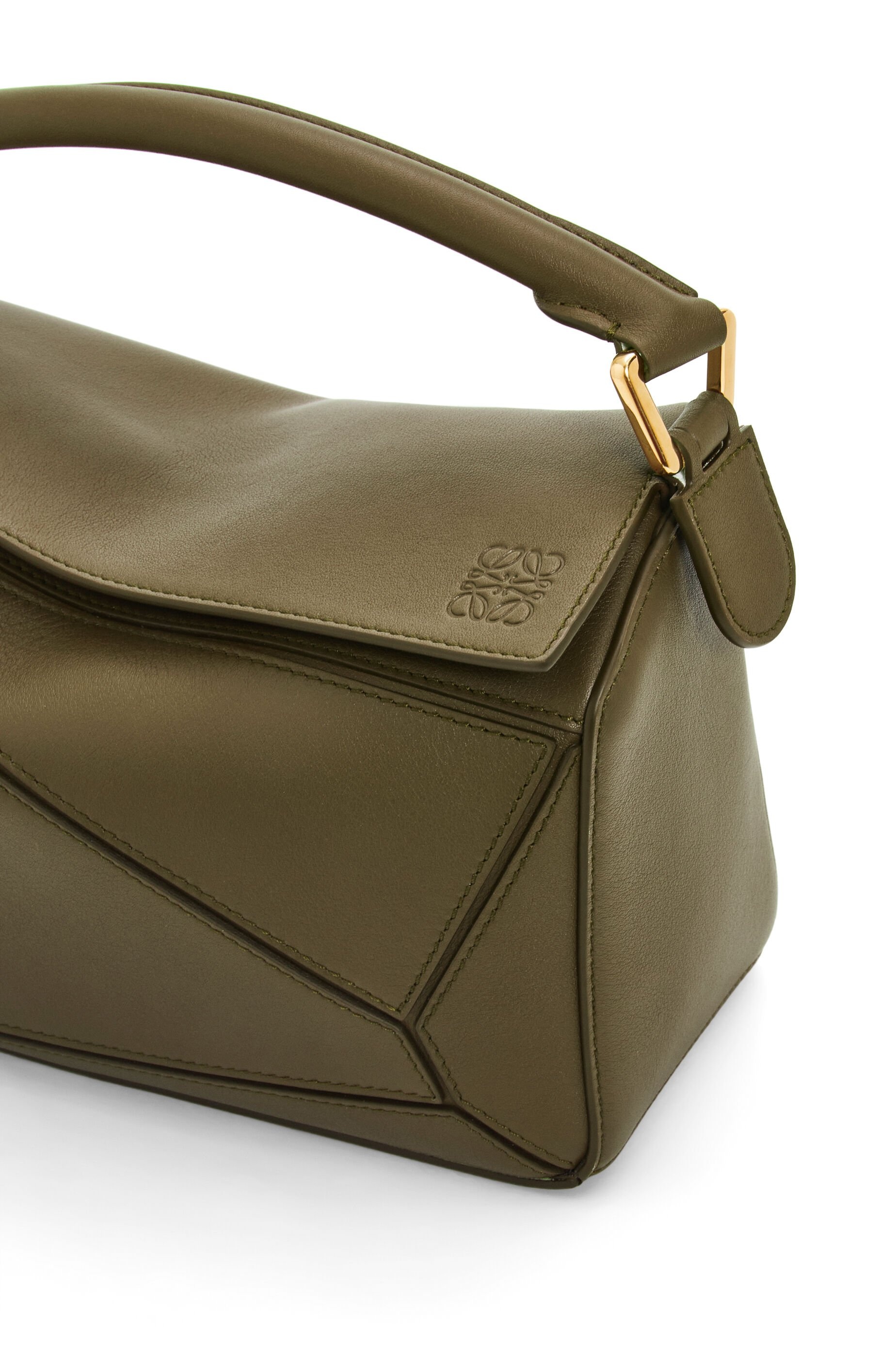 Small Puzzle bag in classic calfskin & Anagram strap in jacquard and calfskin - 8
