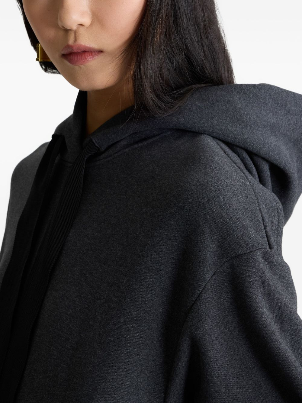 hooded ruffle-hem dress - 4