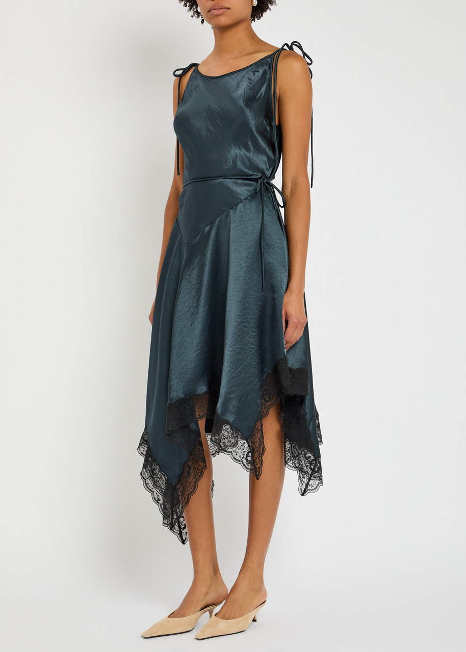 Acne Studios Doyla Asymmetric Satin Midi Dress - 2